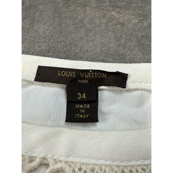 Louis Vuitton VTG Cream Lace Monogram Logo T-Shirt Top 34 FR (XS)Made in Italy - Picture 11 of 15